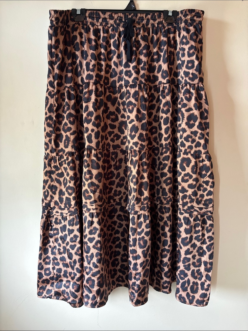 Time and Tru Leopard Print Tiered Skirt - Brown/Black